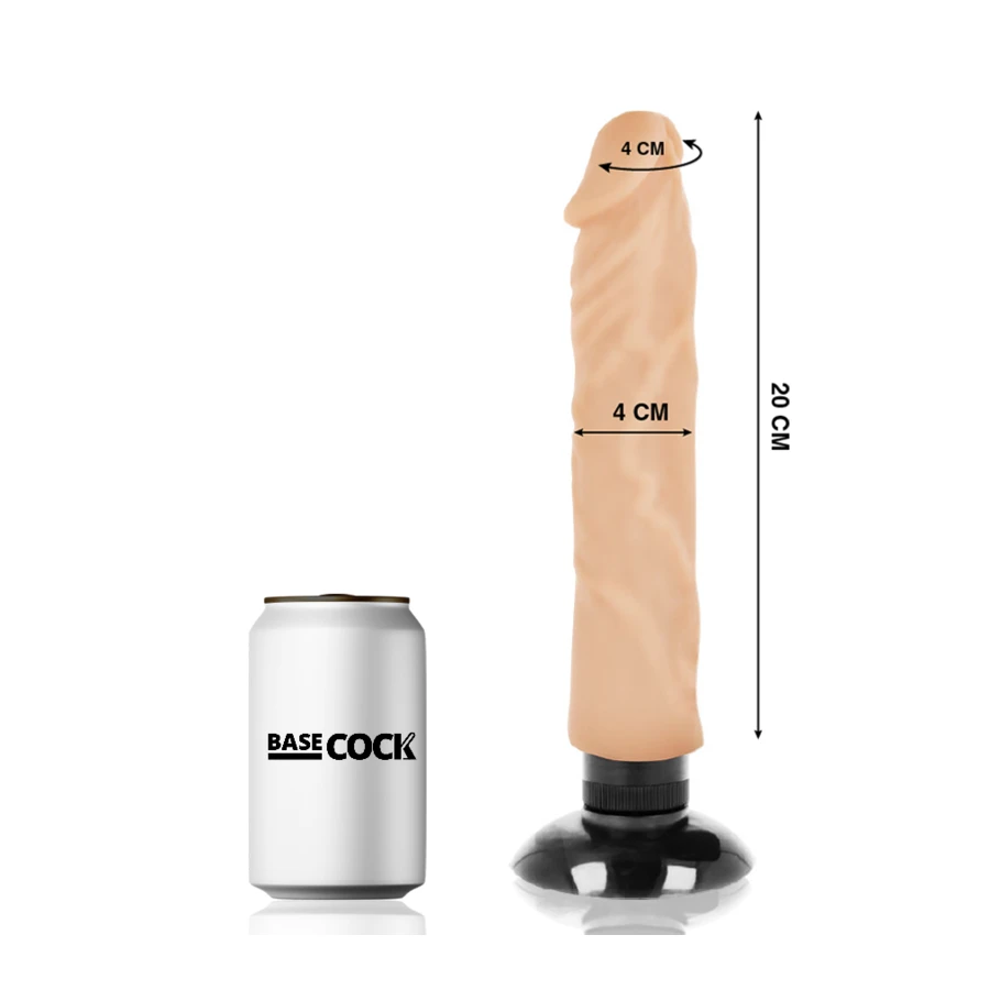 BASECOCK - VIBRATORE REALISTICO 2-1 NERO 20 CM -O- 4 CM
